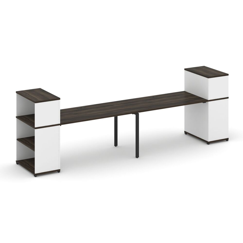 Рабочая станция с опорными стеллажами с надставкой низкой