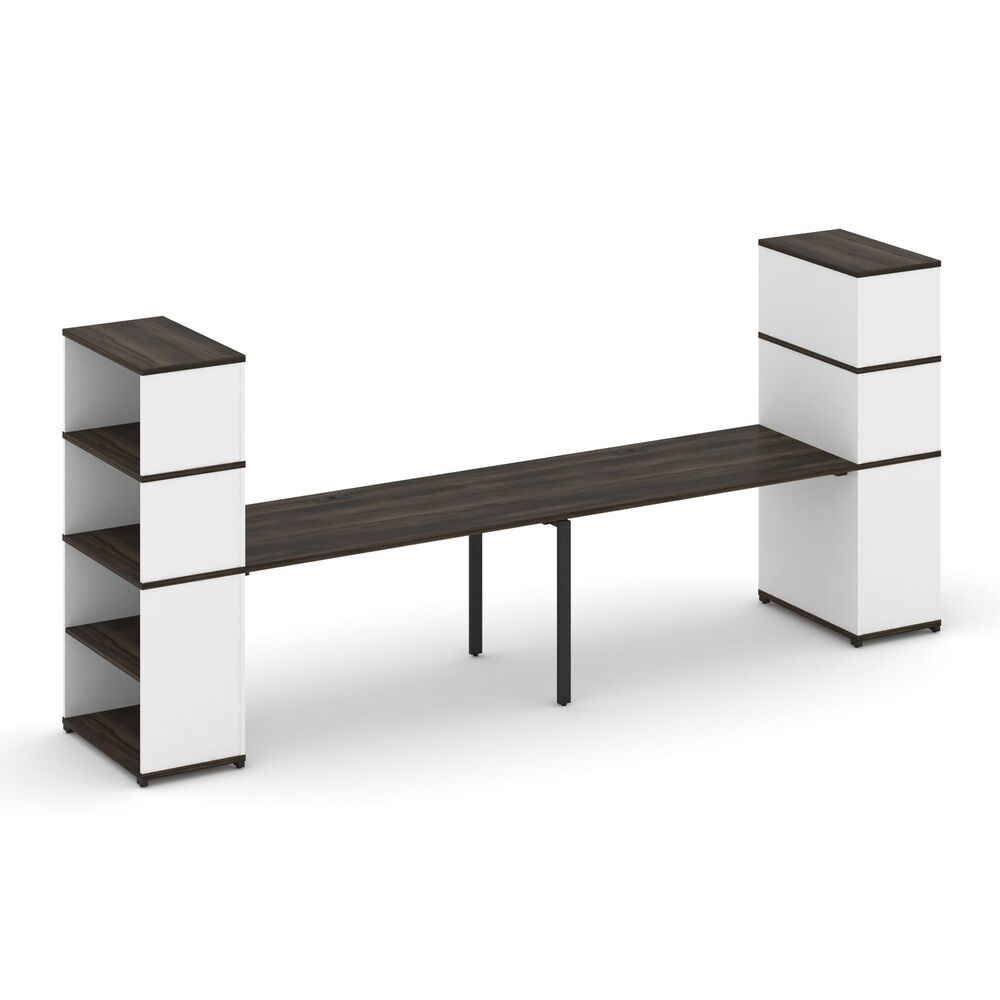 Рабочая станция с опорными стеллажами с надставкой высокой