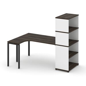 Стол эргономичный с опорным стеллажом с надставкой высокой левый