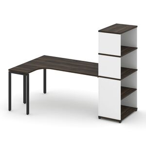 Стол эргономичный с опорным стеллажом с надставкой высокой левый