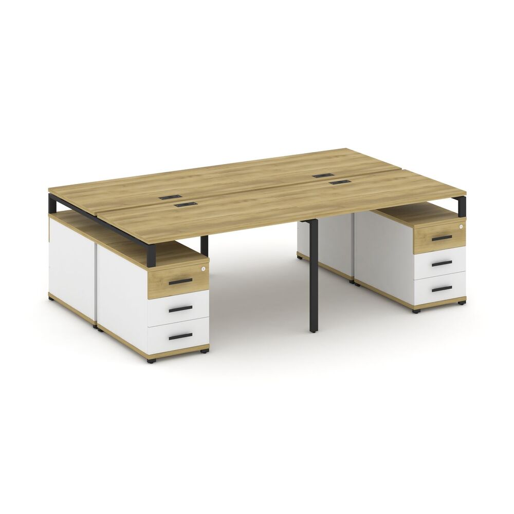 Рабочая станция на 4 места с двумя двухсторонними опорными тумбами