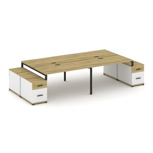 Рабочая станция на 4 места с двумя двухсторонними опорными тумбами