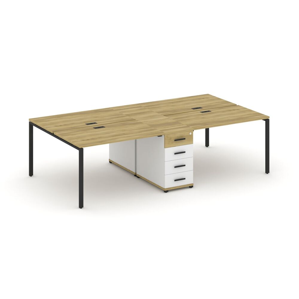 Рабочая станция на 4 места с одной опорной тумбой