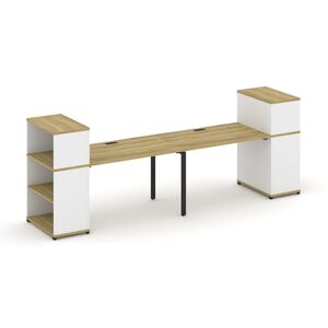 Рабочая станция с опорными стеллажами с надставкой низкой