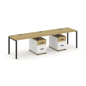 Рабочая станция на 3 места с двумя опорными тумбами