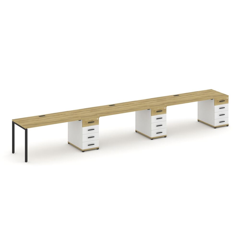 Рабочая станция на 3 места с тремя опорными тумбами