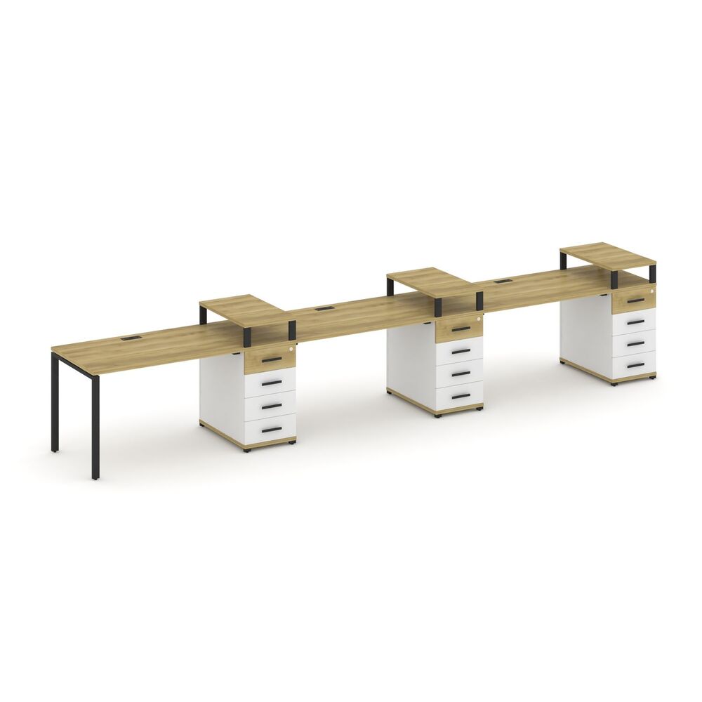 Рабочая станция на 3 места с тремя опорными тумбами