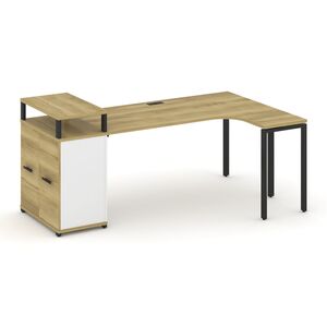 Стол эргономичный с опорным распашным шкафом с верхним горизонтом левый