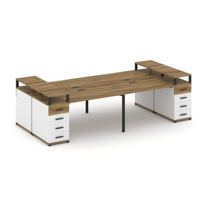 Рабочая станция на 4 места с двумя опорными тумбами