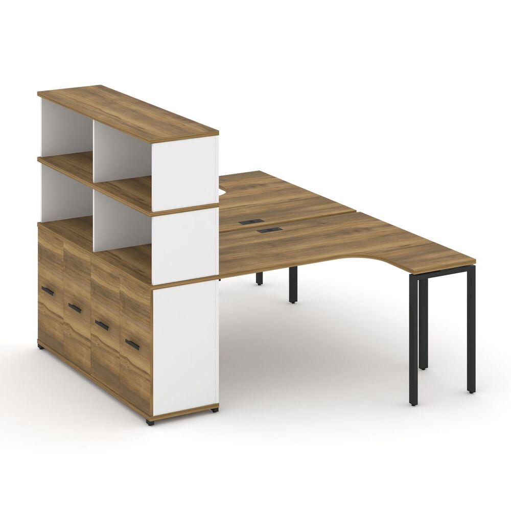 Рабочая станция с опорным распашным шкафом с надставкой высокой