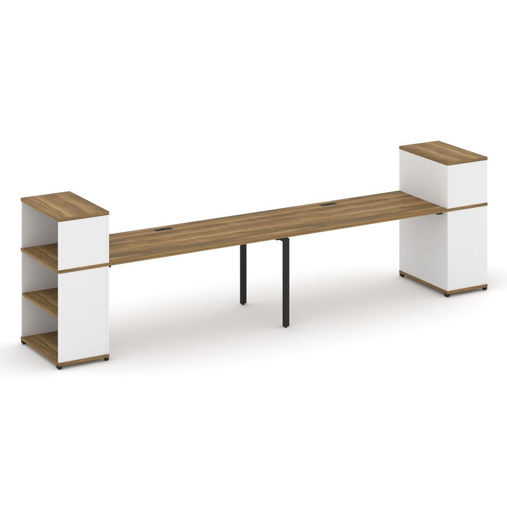 Рабочая станция с опорными стеллажами с надставкой низкой