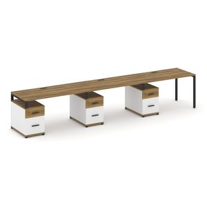 Рабочая станция на 3 места с тремя опорными тумбами