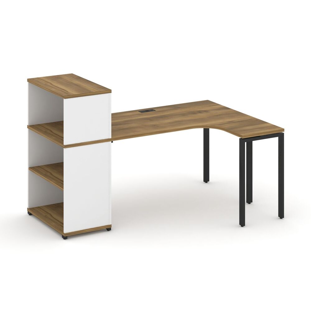 Стол эргономичный с опорным стеллажом с надставкой низкой правый