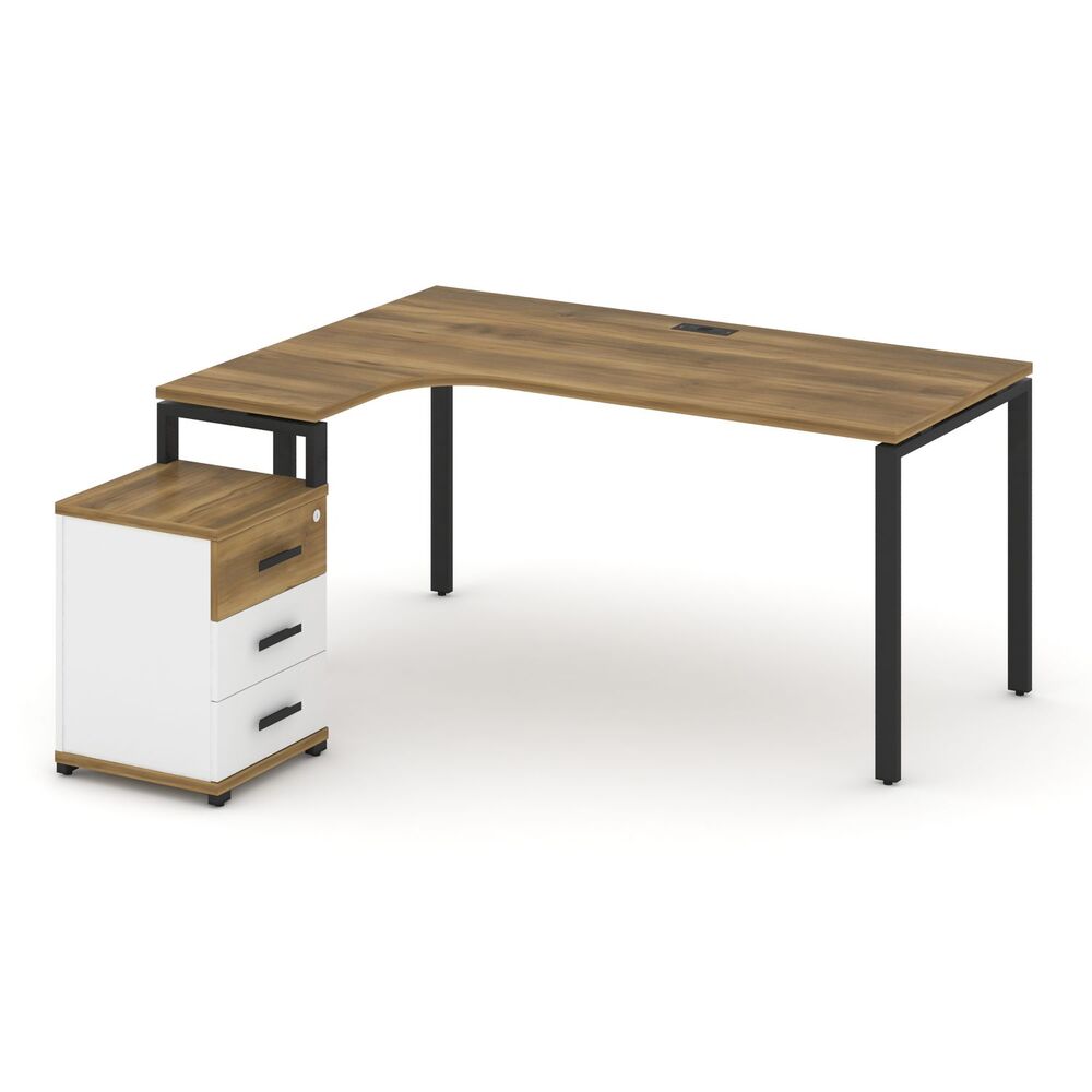 Стол эргономичный левый с опорной тумбой