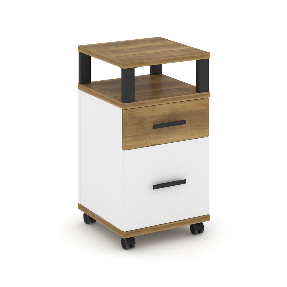 Тумба мобильная 1 ящик + 1 распашной фасад с надставкой