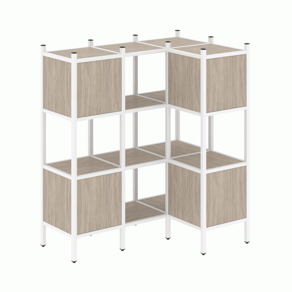 Угловой внутренний стеллаж наборный