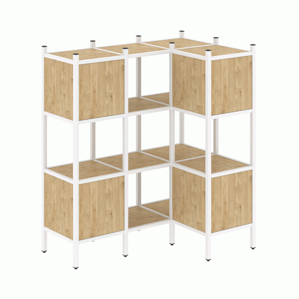 Угловой внутренний стеллаж наборный