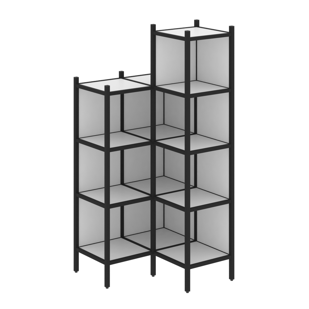 Угловой внутренний стеллаж наборный