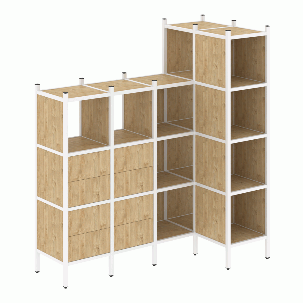 Угловой внутренний стеллаж наборный