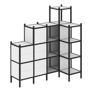 Угловой внутренний стеллаж наборный