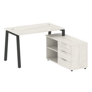 Рабочая станция на А-образном м/к с опорной тумбой правая