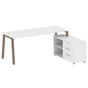 Рабочая станция на А-образном м/к с опорной тумбой правая