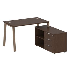 Рабочая станция на А-образном м/к с опорной тумбой правая