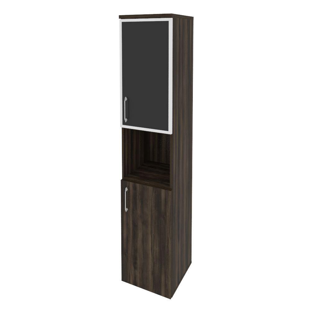 Шкаф высокий узкий правый (стекло черное)