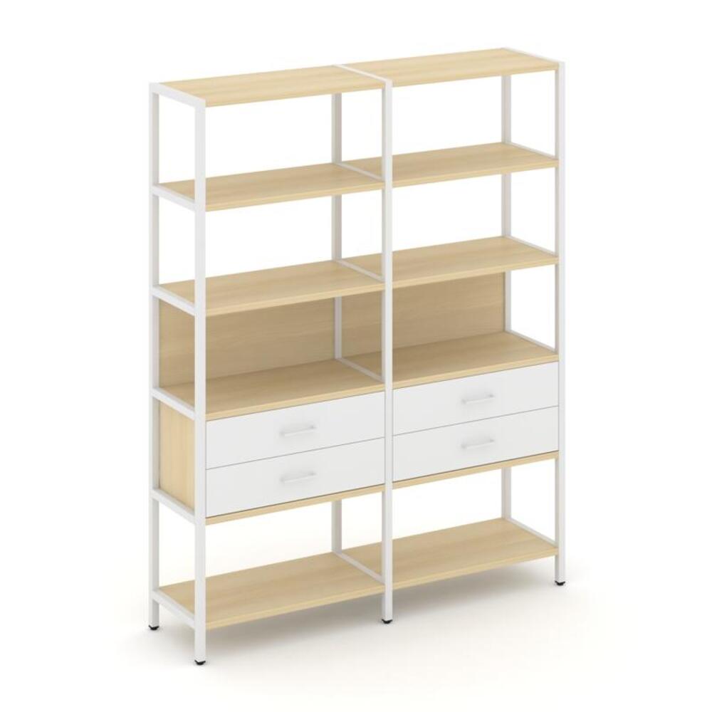 Двухсекционный стеллаж пятиярусный с ящиками