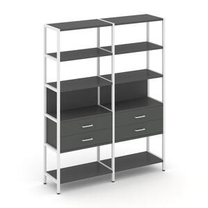 Двухсекционный стеллаж пятиярусный с ящиками