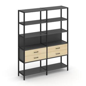 Двухсекционный стеллаж пятиярусный с ящиками