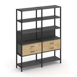 Двухсекционный стеллаж пятиярусный с ящиками