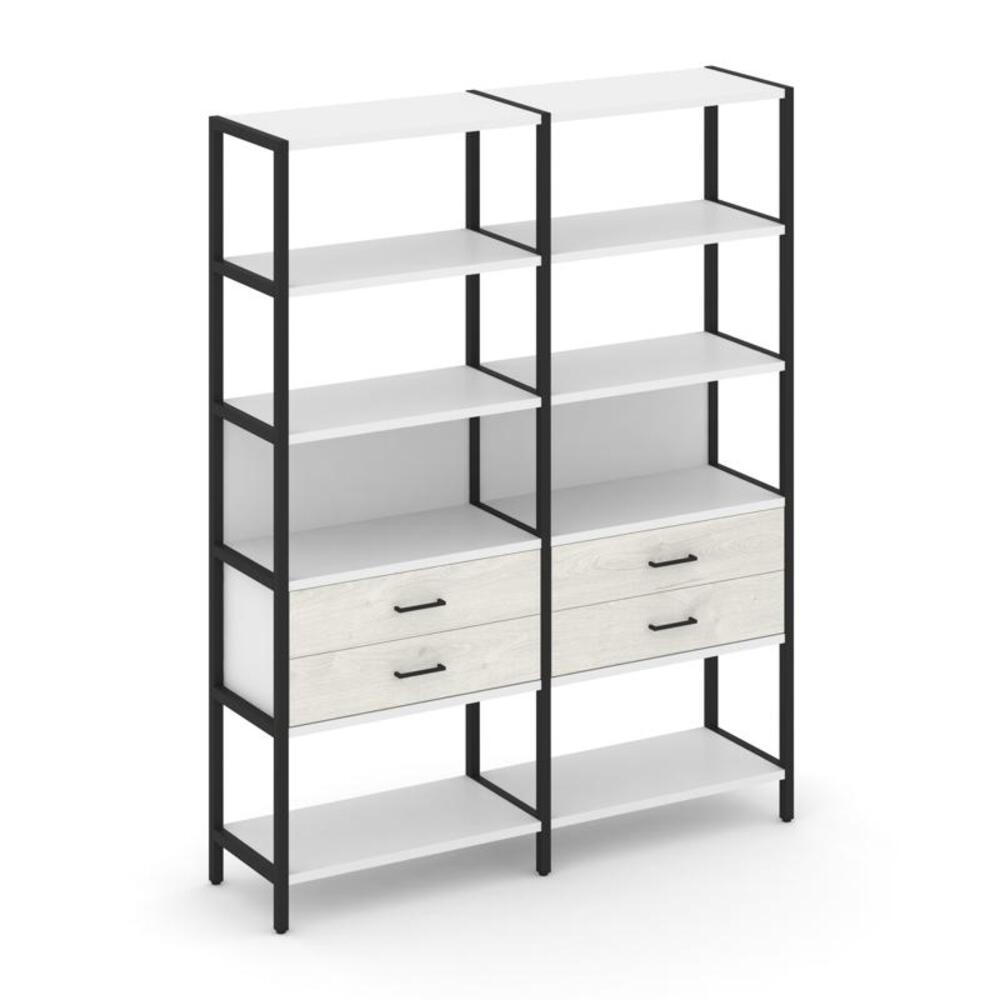 Двухсекционный стеллаж пятиярусный с ящиками