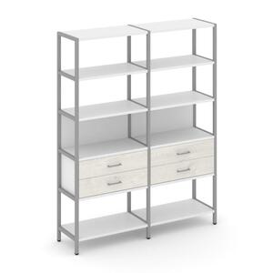 Двухсекционный стеллаж пятиярусный с ящиками