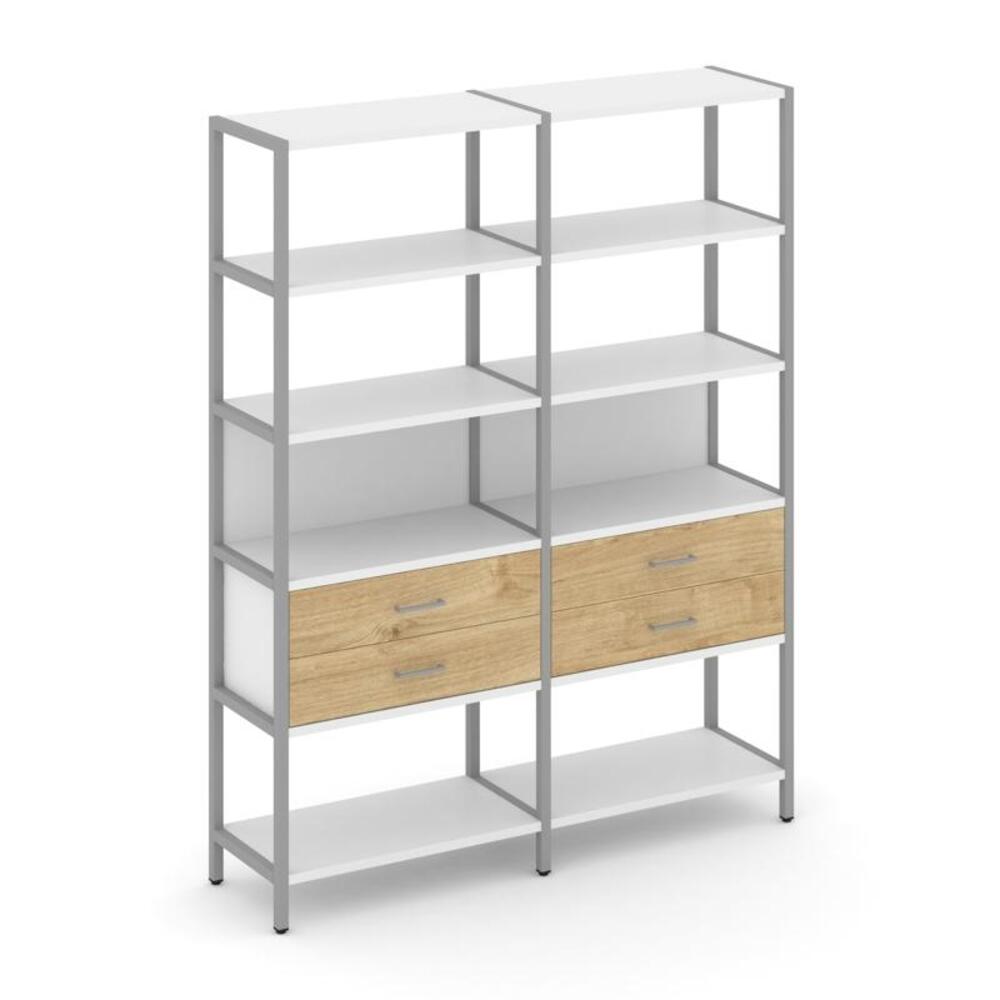 Двухсекционный стеллаж пятиярусный с ящиками