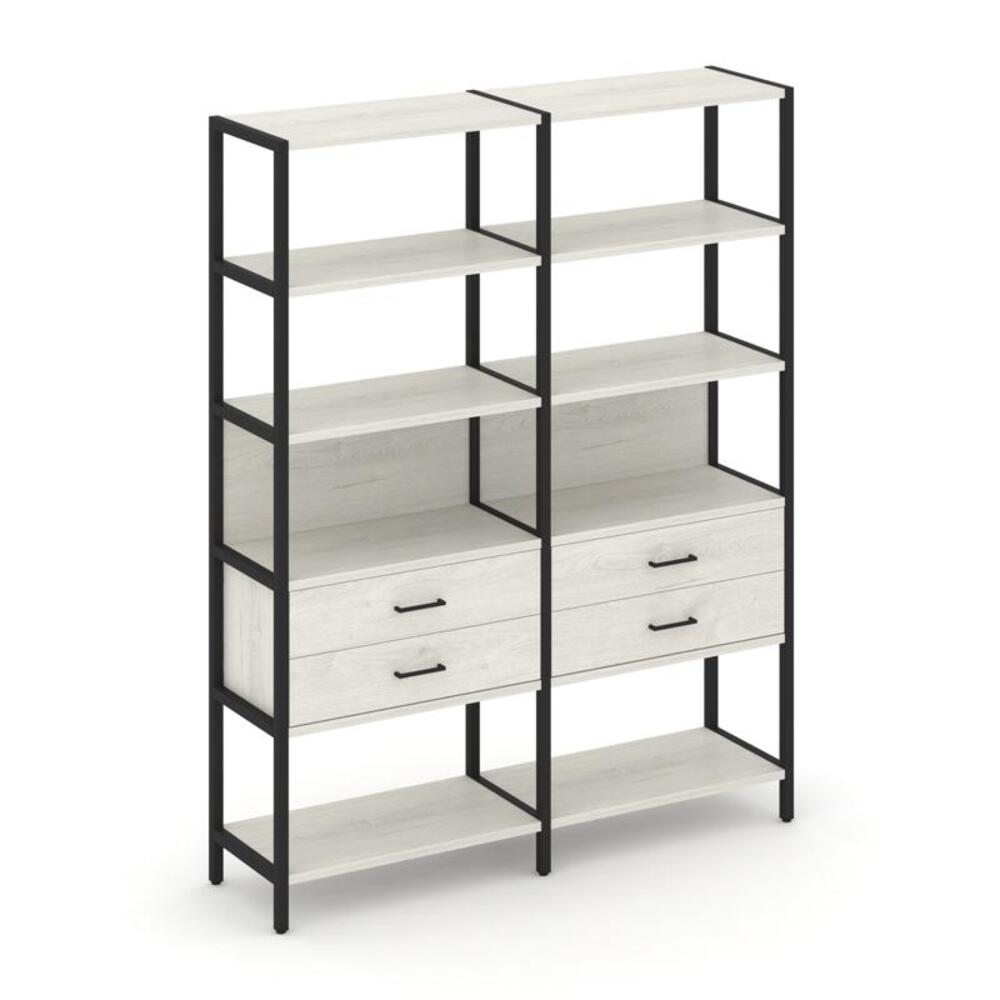 Двухсекционный стеллаж пятиярусный с ящиками