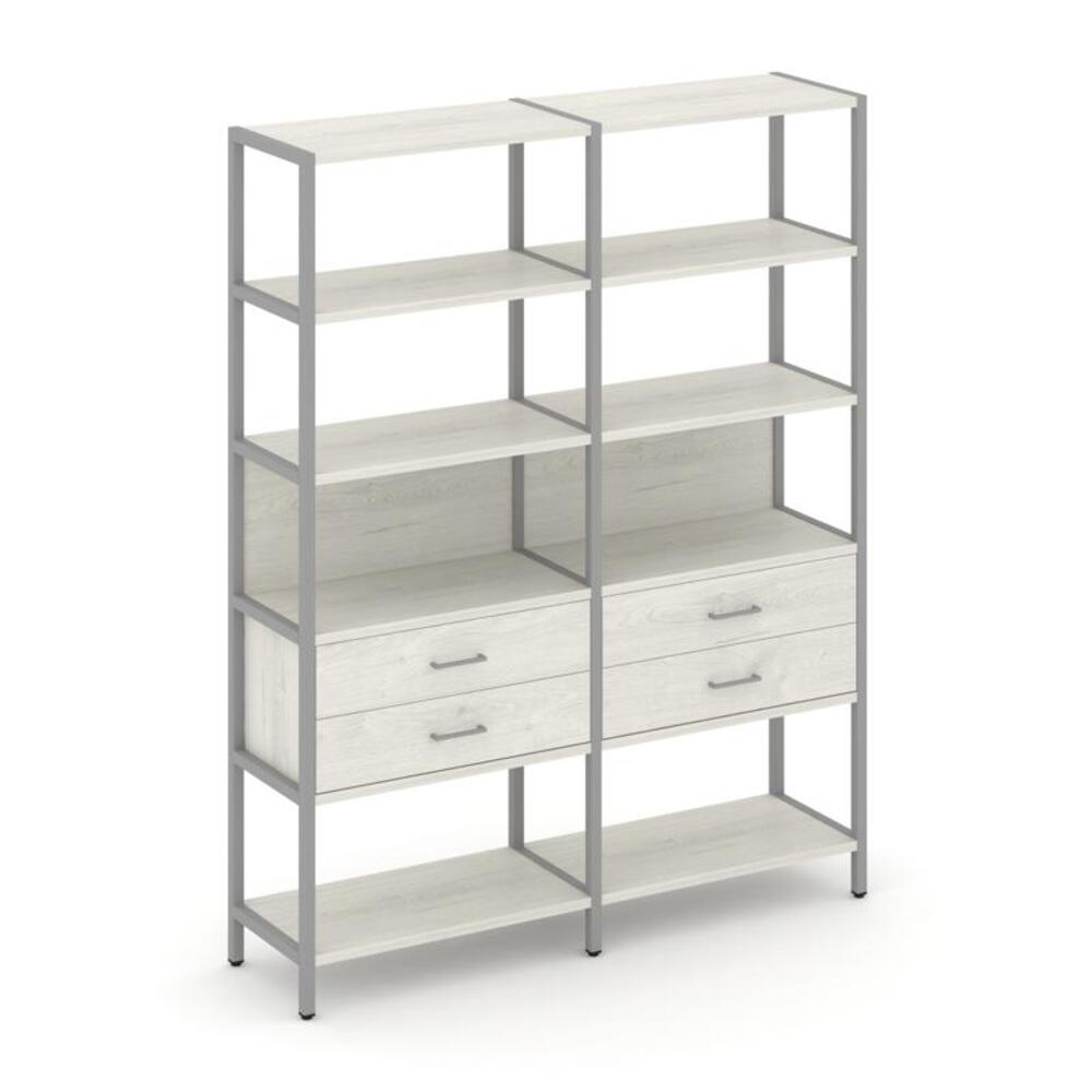 Двухсекционный стеллаж пятиярусный с ящиками