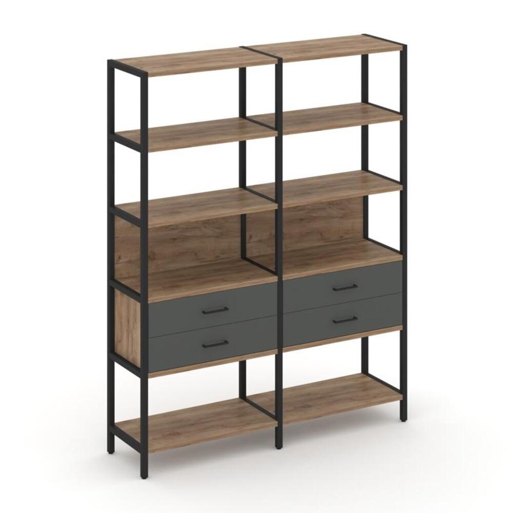 Двухсекционный стеллаж пятиярусный с ящиками