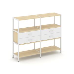 Двухсекционный стеллаж трехярусный с ящиками