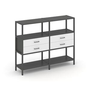 Двухсекционный стеллаж трехярусный с ящиками