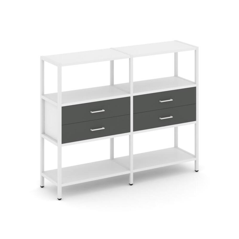 Двухсекционный стеллаж трехярусный с ящиками