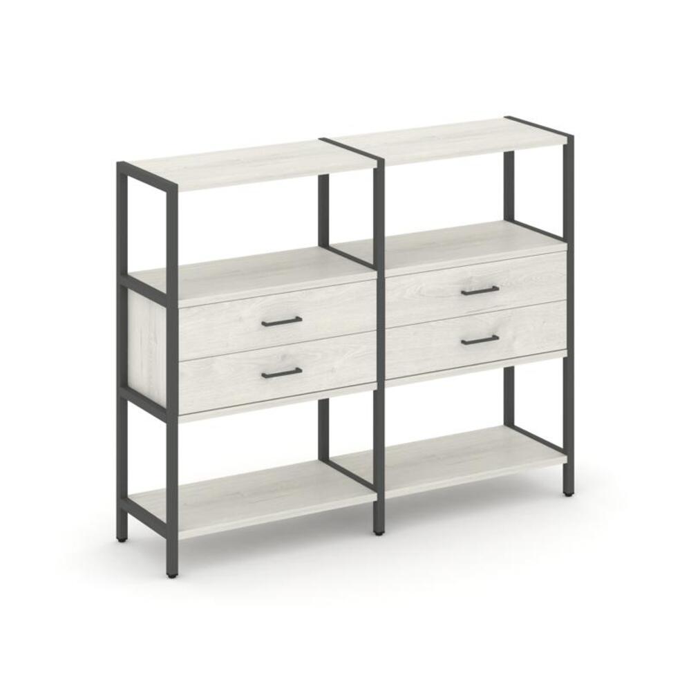 Двухсекционный стеллаж трехярусный с ящиками