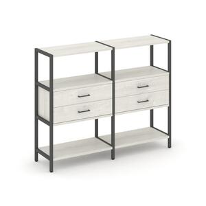 Двухсекционный стеллаж трехярусный с ящиками