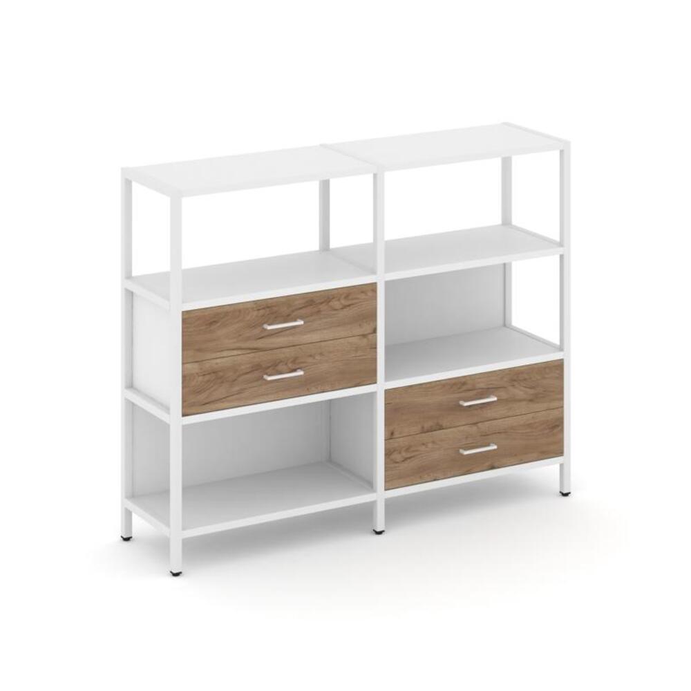 Двухсекционный стеллаж трехярусный с ящиками