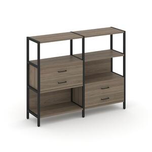 Двухсекционный стеллаж трехярусный с ящиками