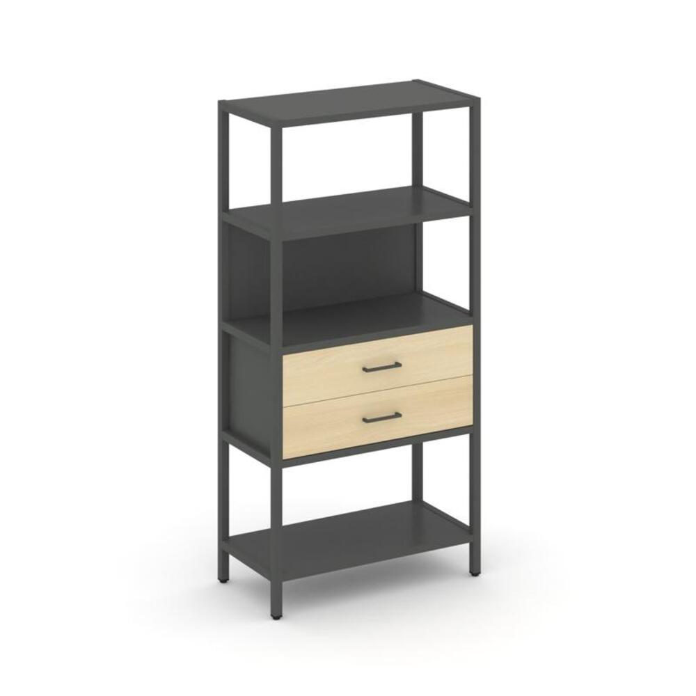 Односекционный стеллаж четырехярусный с ящиками