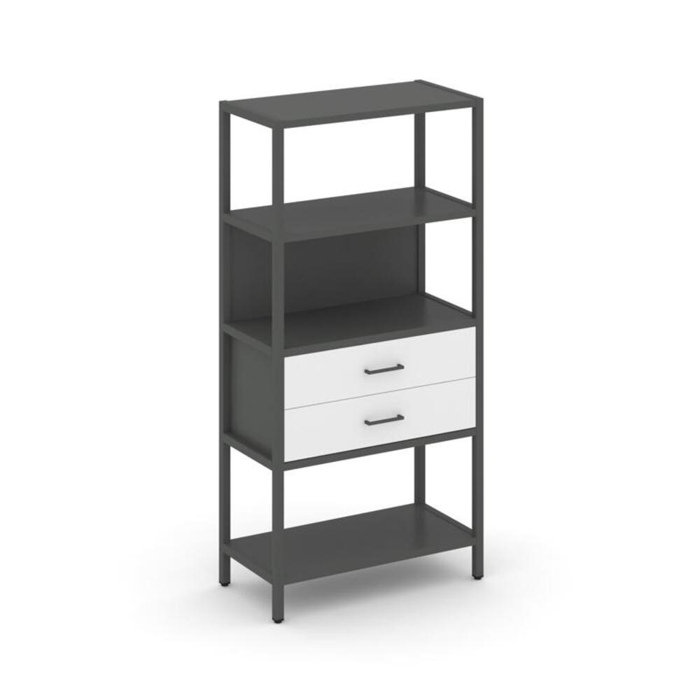 Односекционный стеллаж четырехярусный с ящиками