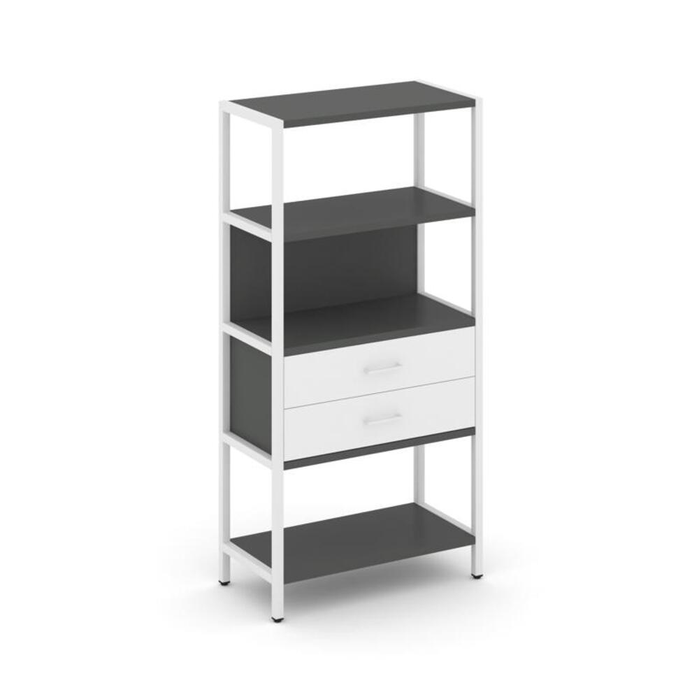 Односекционный стеллаж четырехярусный с ящиками