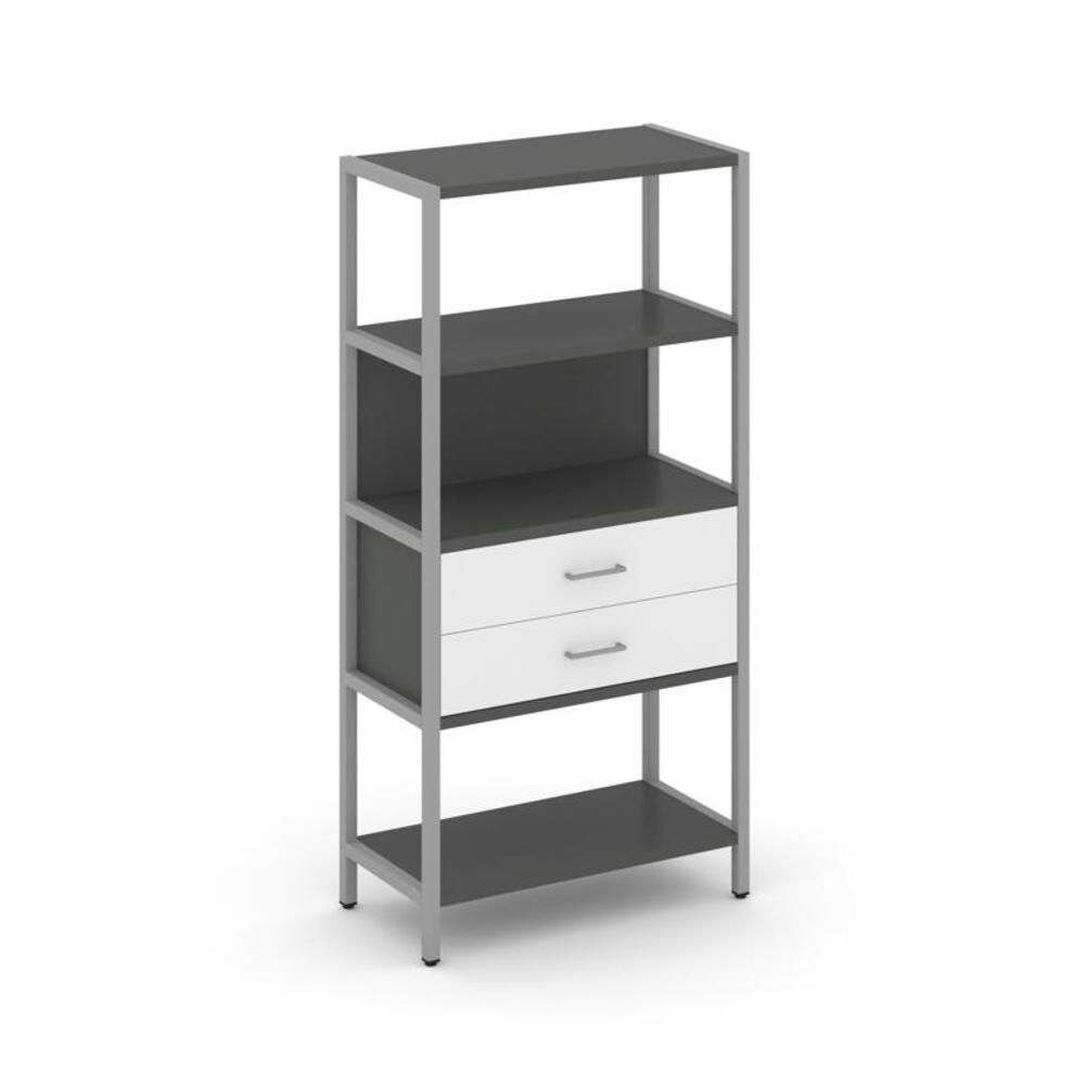 Односекционный стеллаж четырехярусный с ящиками