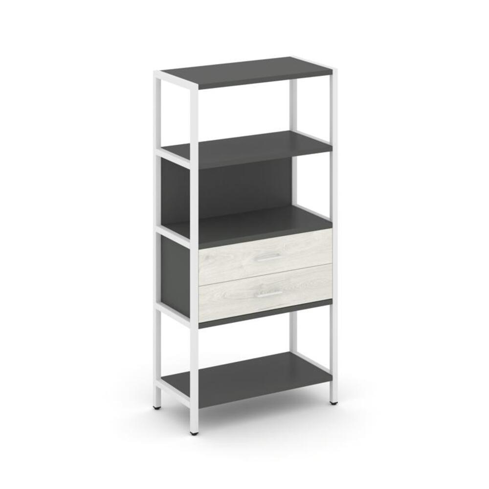 Односекционный стеллаж четырехярусный с ящиками